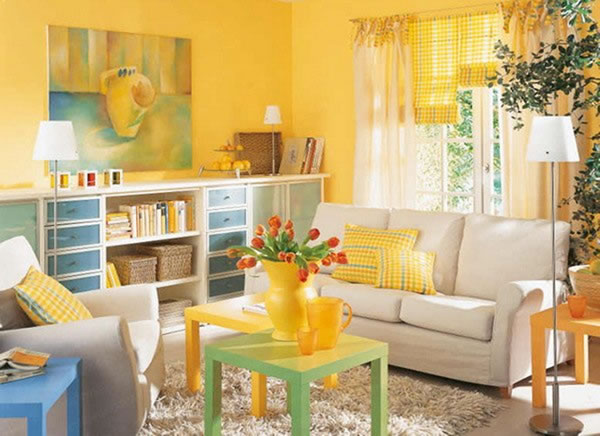 Como usar o amarelo na decoração - sala colorida