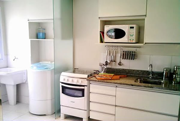 lavanderia pequena - cozinha integrada